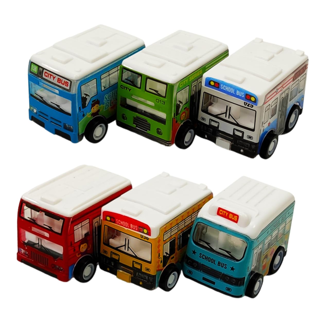 BRIGHTFUFU 6pcs Accessories Early Learning Toy Educational Toy Mini School Bus Pull-back Bus Toy