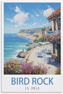HCNEIAJ Bird Rock La Jolla Vintage Travel Poster Lake 08x12inch(20x30cm) Modern Canvas Wall Art Posters for Living Room Decor Paintings for Home Decoration