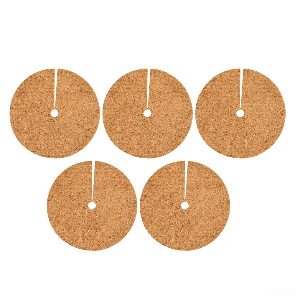 Natural Round Flat Mat Crafted from Coconut Husk Fibers to Protect Plant Stems and Minimize Unwanted Grass Spread in Ground Beds (23CM)