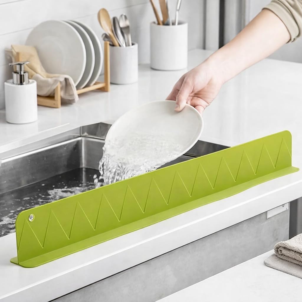 2PCS X 48CM Silicone Sink Splash Guard in Kitchen Sink Water Splash Guard with Strong Suction Cups Waterproof Countertop & Stove Protector Flexible Anti Splash Baffle for Kitchen & Bathroom-image-25