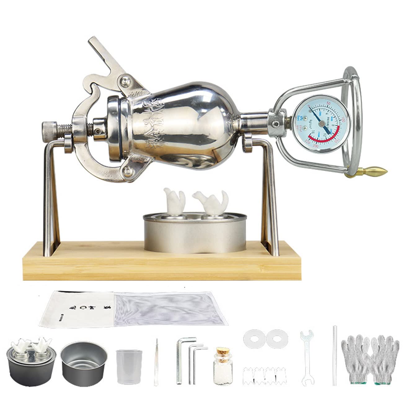 Mini máquina para Hacer Palomitas de maíz Manual de Acero Inoxidable 304, Olla Retro para Palomitas de maíz con un Conjunto Completo de Accesorios, Divertida y Deliciosa