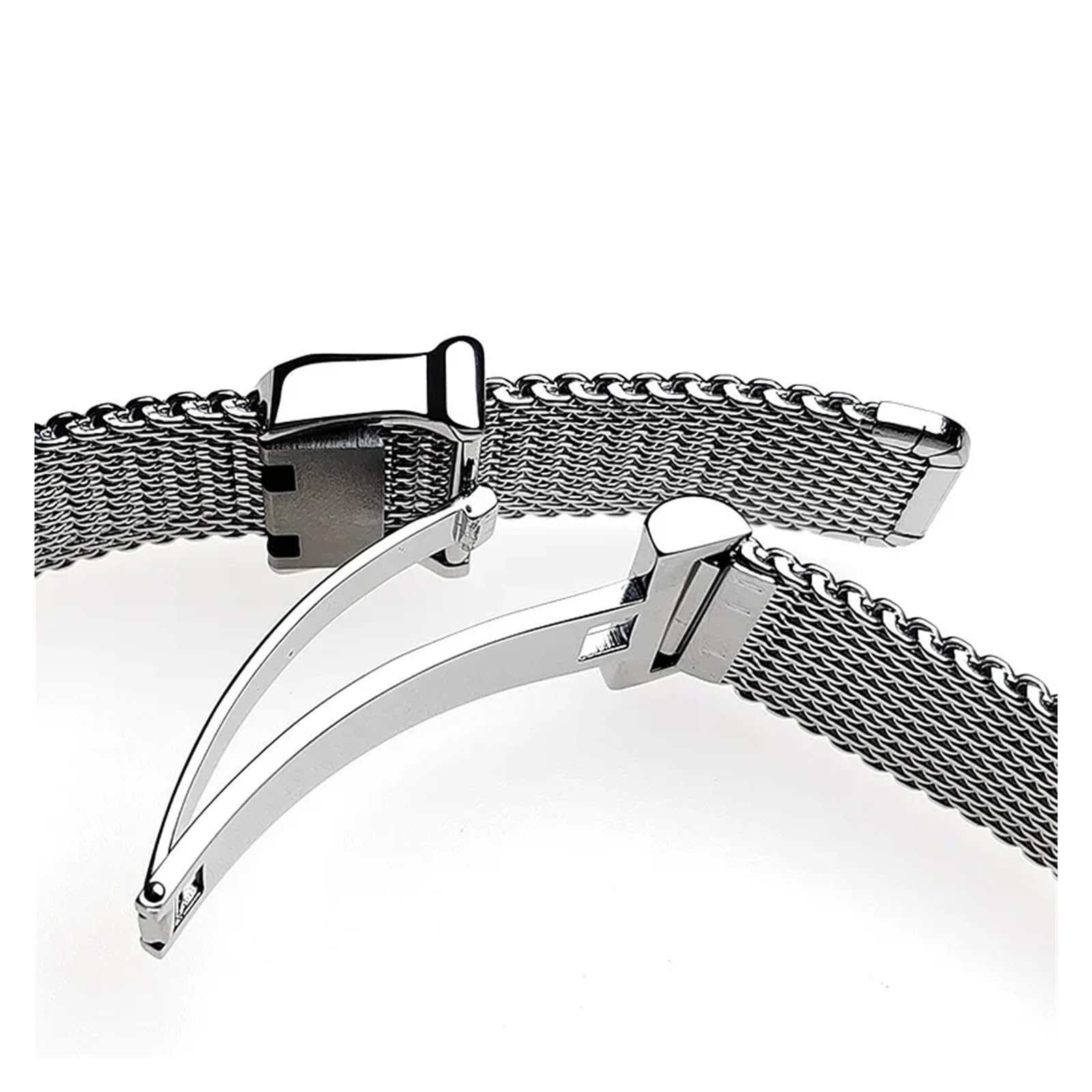 Correa de reloj de malla milanesa de liberación rápida de 20 mm y 22 mm, hebilla plegable para hombres y mujeres