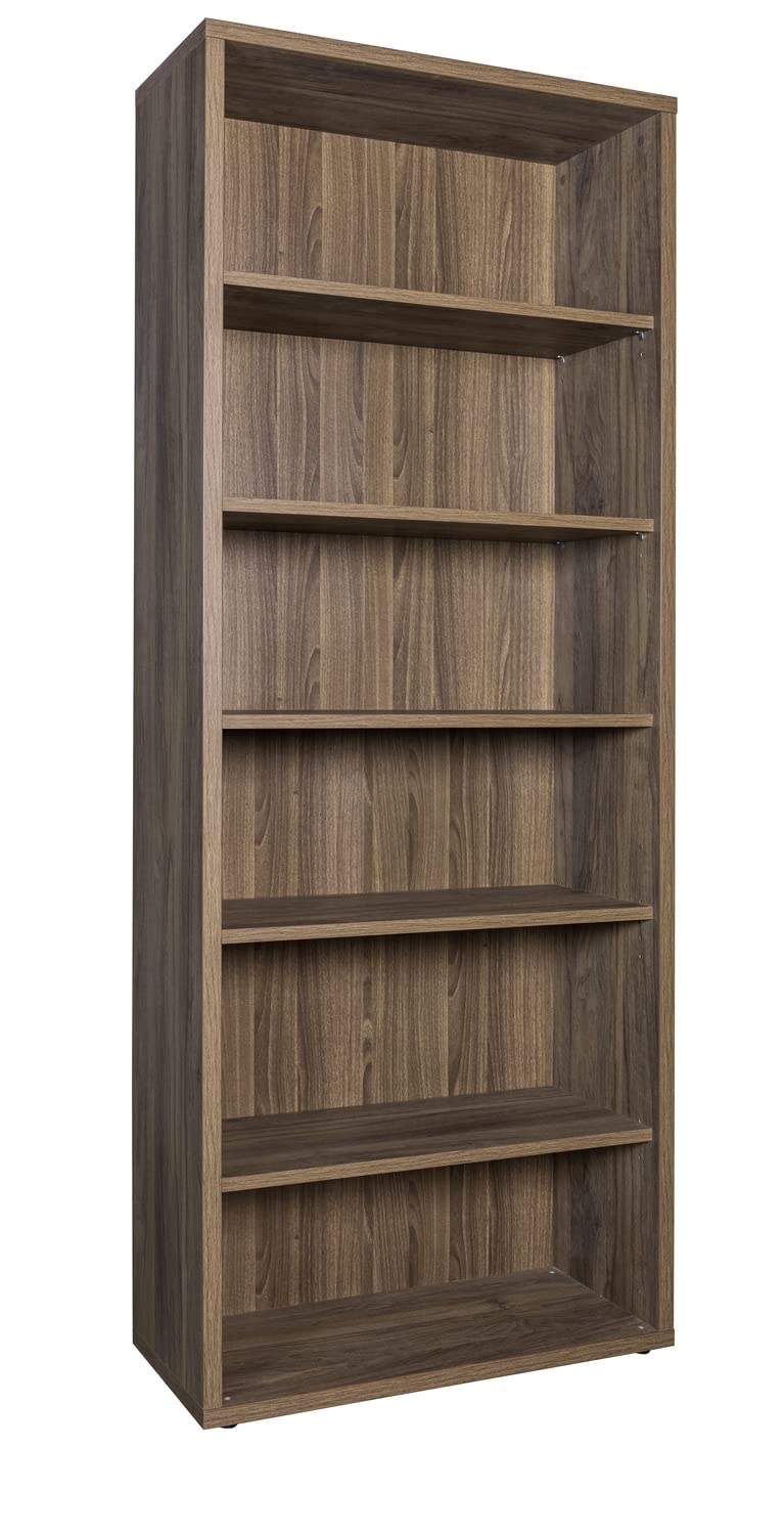 Composad | Libreria Alta della Linea DAVINCI BRERA Con 5 Ripiani Regolabili, Libreria Scaffale Moderna, (LxAxP) 81,60x217,50x35,70 cm, Noce Brera, Soggiorno, Studio, Ufficio, Made in Italy