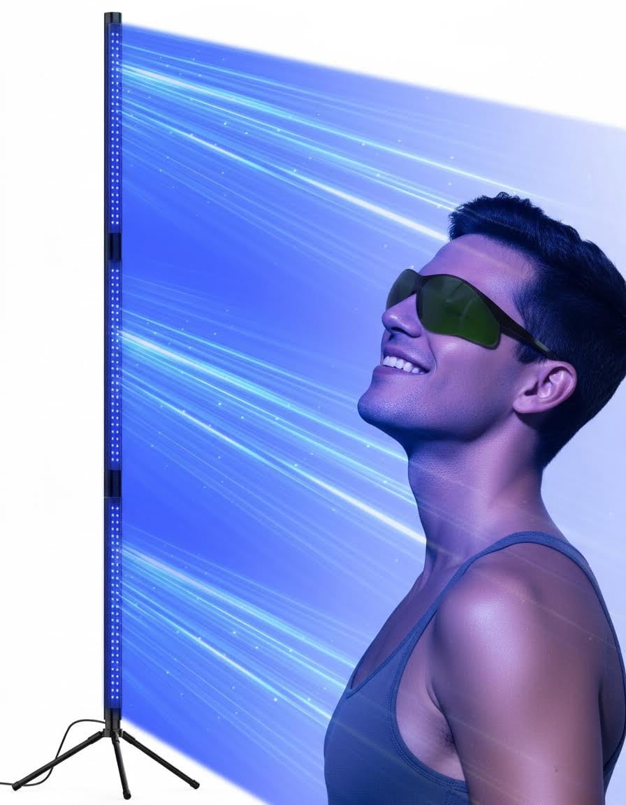 solarium für zu hause,460nm&490nm Bräunungslampe Für gleichmäßige Bräunung von Gesicht und Körper,5 Helligkeits-Stufen,Abnehmbaren Lampe Röhren