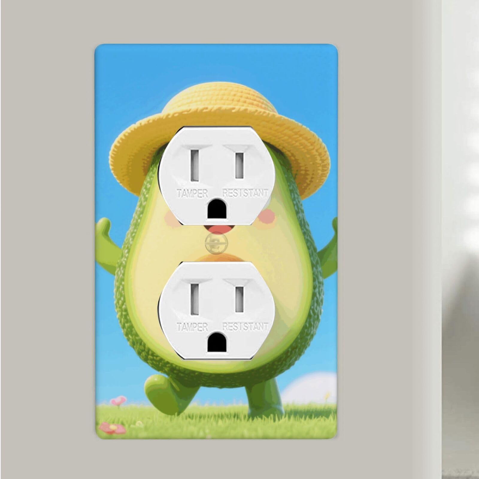 Avocado Cute Duplex Outlet Covers Wall Plates 1-Gang Switch Outlet Electrical Cover Plate Unbreakable Polycarbonate Switchplate Cover Faceplate For Bathroom Kitchen Home Decor