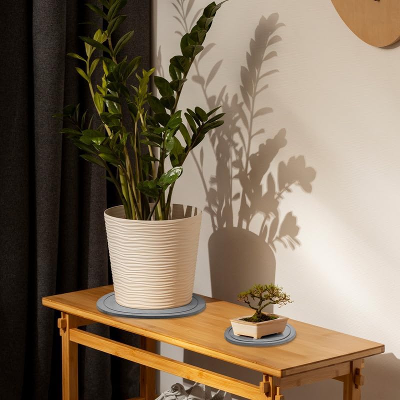 Plant Saucer - Quick Dry Diatomaceous Earth Plant Saucers for Indoors Plant Water Catcher Tray, 2 Pack Water Absorbing Stone Plant Trays for Pots - 7&12 Inch Plant Saucer, Light Grey - Image 5