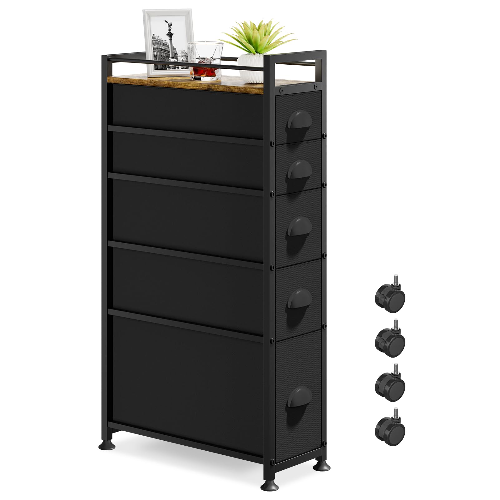 Amazon.com: LASZOLA 5 Drawer Narrow Dresser Slim Cabinet Skinny Storage