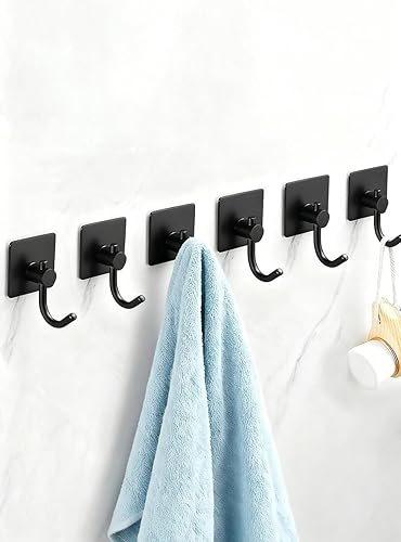 Ganchos adhesivos para colgar, paquete de 6 ganchos adhesivos de pared de acero inoxidable sin perforaciones, gancho para toallas para paredes, sin