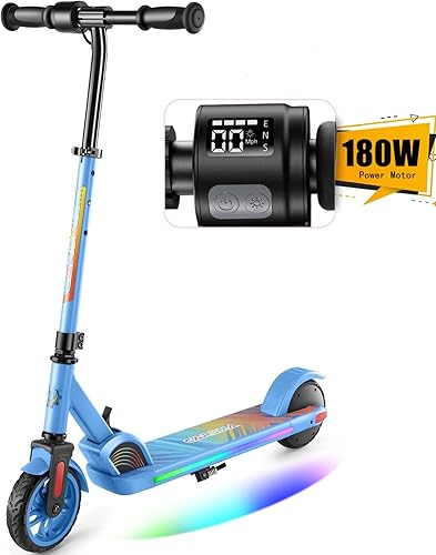Caroma Electric Scooter for Kids Ages 6-14, 250W180W150W Motor & 15 Mph, 85 Mins Ride Time, Adjustable Height & Speed, LED Display, Kids Electric