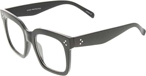 Miniatura 3 de zeroUVOversize Amplia Templo lente plana Cuerno con borde cuadrado anteojos 51mm