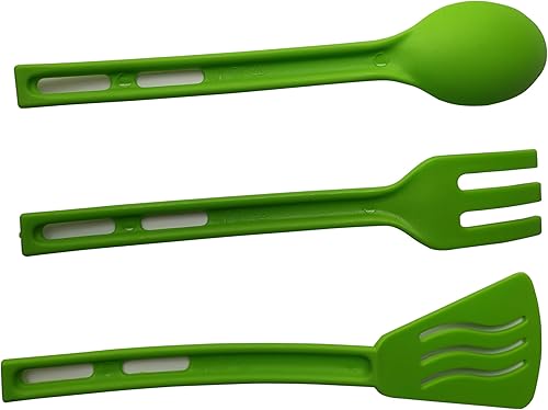 Herramientas de cocina de cocina 3 unids Mini Nylon Utensilios de cocina Set Slotted Turner sólido cuchara tenedor niños Cena Herramientas (verde)
