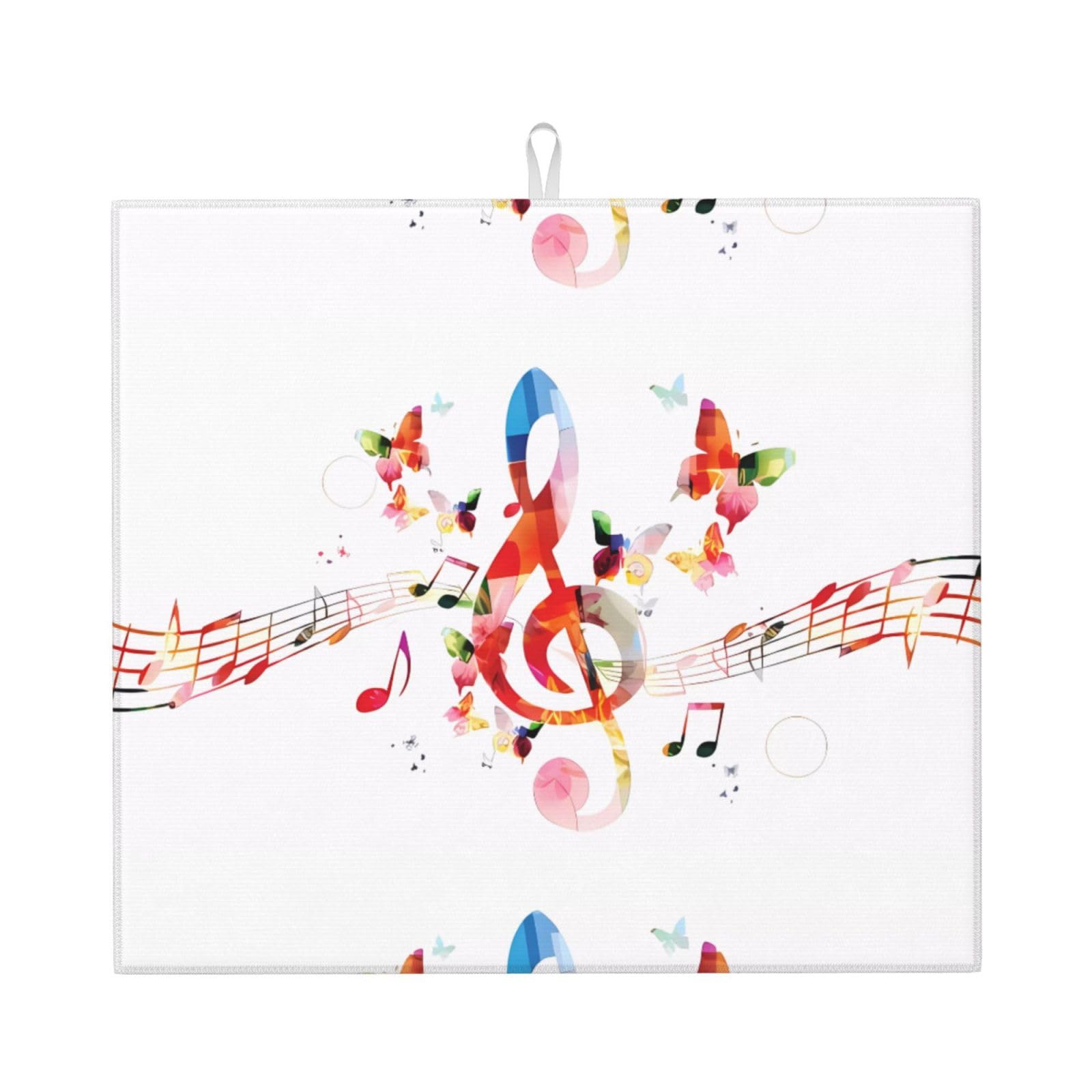 Yyhwhjde Black Music Butterfly Prints Kitchen Drying Mat – Absorbent Dish Throw For Countertop, Non-Slip Layer With Vibrant Prints, Ideal For Housewarming