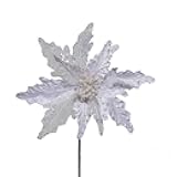 Kurt S. Adler 12-Inch White Poinsettia with Glitter Pick
