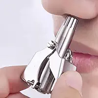 Aparador manual de pelos do nariz - Aço inoxidável, ferramenta portátil segura e portátil para depilação precisa e sem esforço (prata)