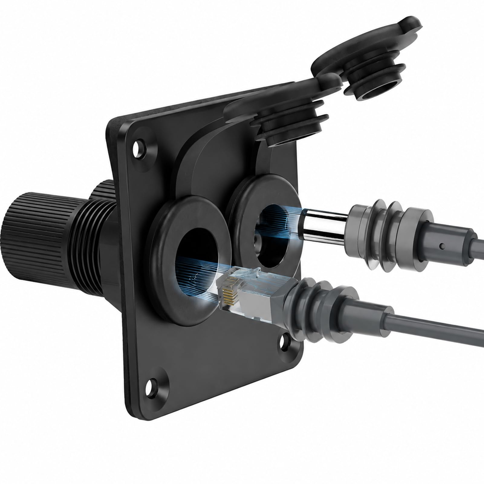 Prise murale étanche RJ45 + DC pour Starlink Mini