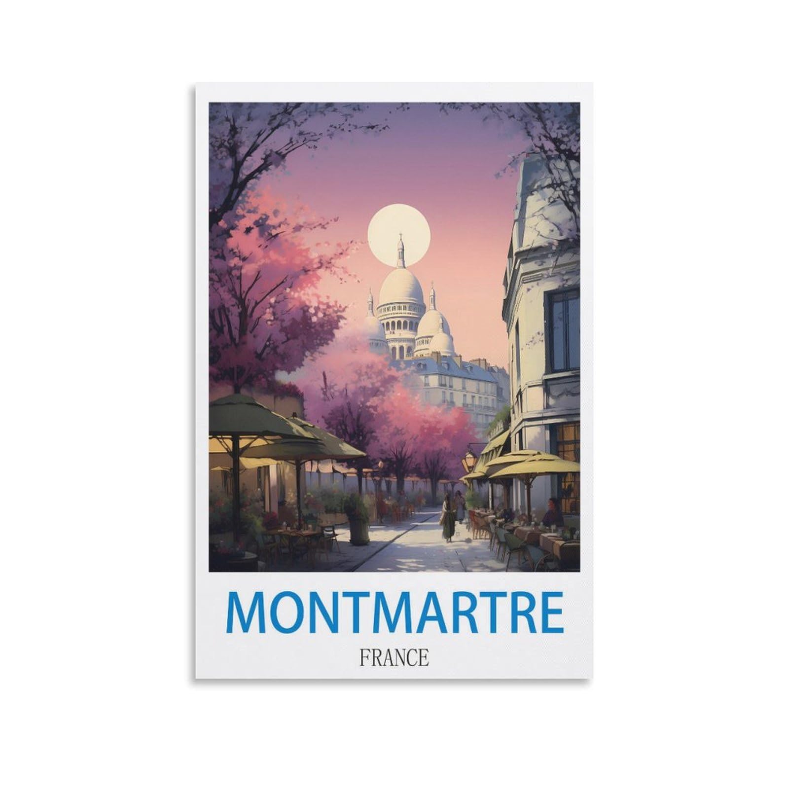 Fzyuen Unframe-Style Montmartre France Vintage Travel Poster 08X12inch(20X30cm) Canvas Wall Art Prints For Wall Decor Room Decor Bedroom Decor