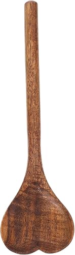 UPKOCH Cuchara de madera en forma de corazón, mango largo, utensilios de cocina, cuchara de sopa, cuchara de mezcla de madera para regalo de
