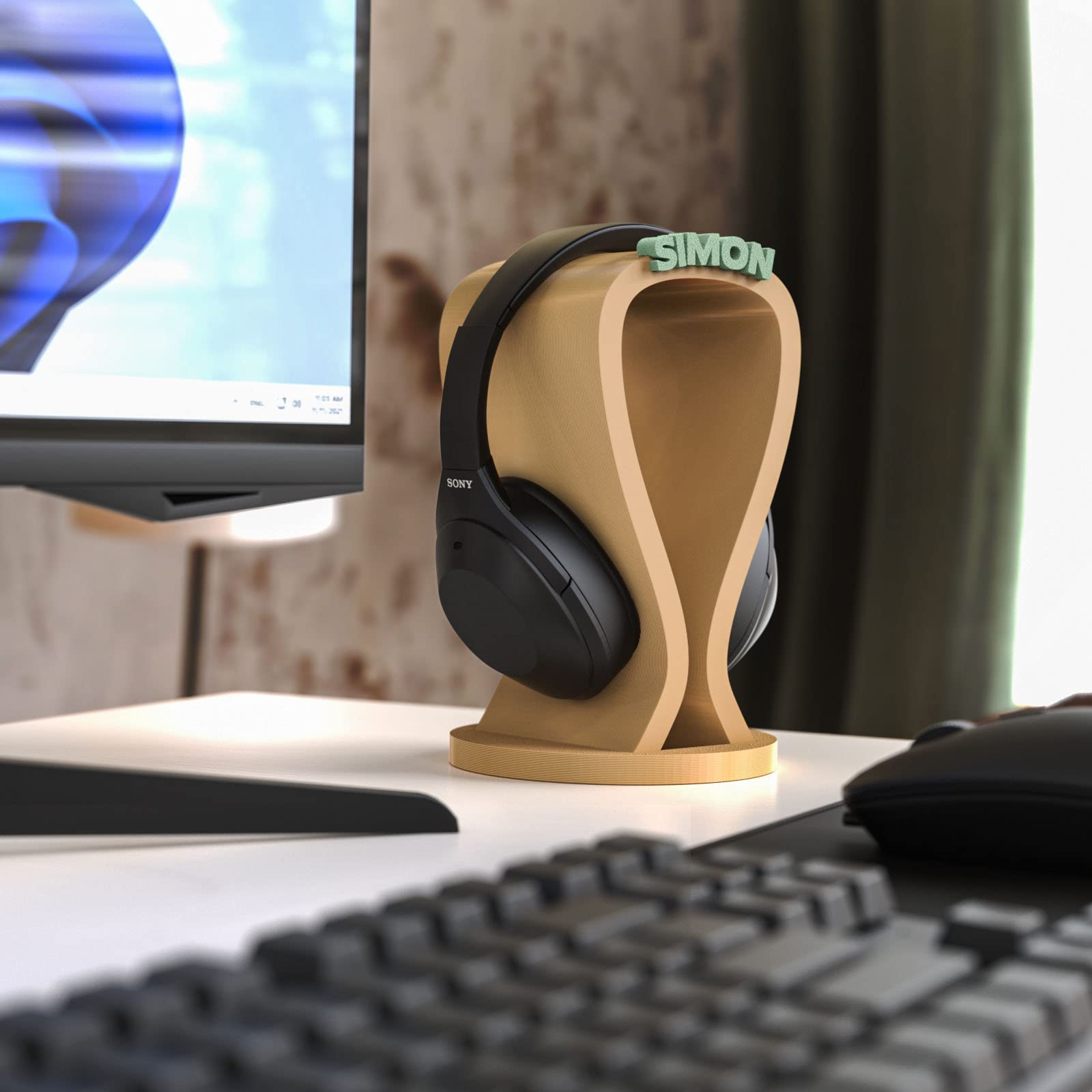 Supporto per cuffie con testo desiderato | Personalizzato | Supporto per cuffie over-ear | Accessori da gioco e PC, idea regalo per gli appassionati di giocatori e tecnologia