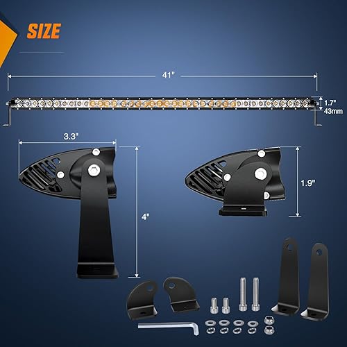 Miniatura 2 de Nilight Barra de luz LED ámbar de 41 pulgadas, 200 W, combo de inundación puntual súper delgada, 19000 lúmenes, 3D, antiniebla, luces todoterreno