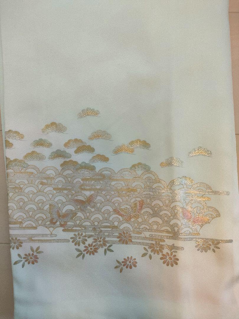 Amazon.co.jp: 訪問着 セット 正絹 薄黄緑 金銀刺繍 帯 プラチナ  