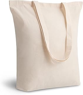 TOPDesign 1-Pack Cotton Tote Bag with 4" Gusset, 15"x16"x4" Economical Lightweight Reusable Grocery Shopping Cloth Bags, Bulk Blank Plain Totes for DIY, Vinyl, Sublimation, Gift (Natural)