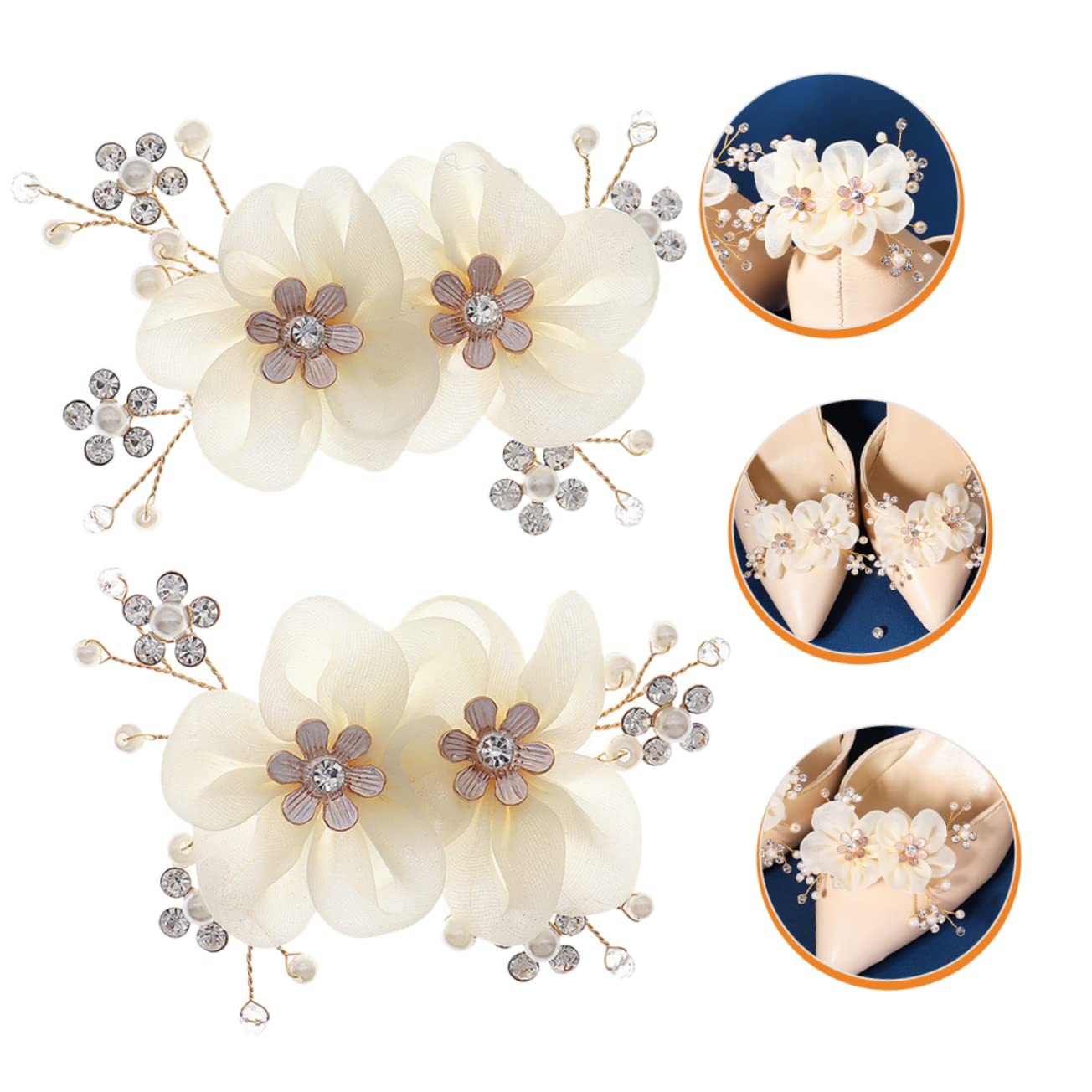 SOIMISS 6pezzi Clip Per Scarpe Da Sposa Con Fiori e Strass Decorazioni Eleganti Per Cerimonie Nuziali Accessori Rimovibili Per Scarpe Raso Sandali e Décolleté