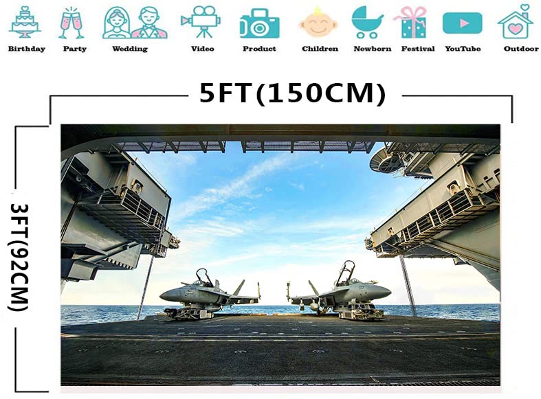 Fondo de portaaviones 5x3ft para fotografía temática militar miniatura 6