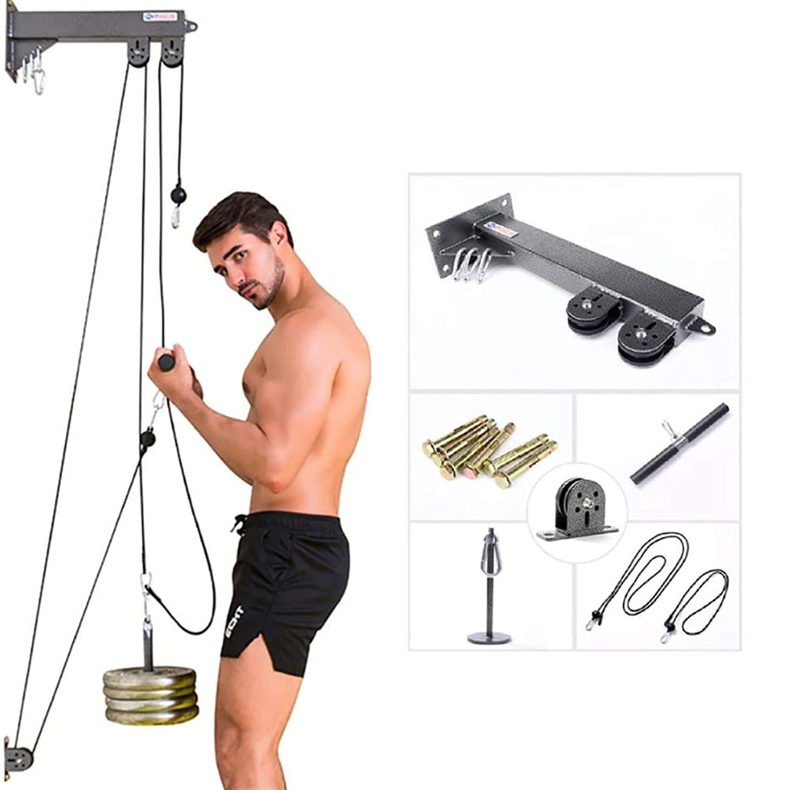 Sistema De Polea De Cable De Pared, Entrenador De Músculo Físico Completo, Adecuado para Latición De Lat, Rizo De Bíceps, Triceps Estiramientos Y Ejercicios Rectos