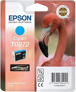 Epson Original T0872 UltraChrome Hi-Gloss2 Cyan Ink Cartridge, Genuine