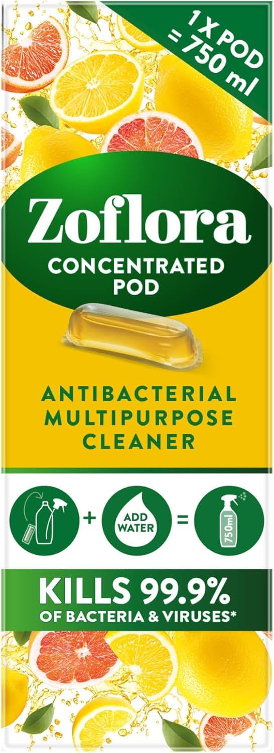 Zoflora Refill POD Lemon Zing, 1 x 9ml, Long-Lasting Citrus Fragrance, Odour Eliminator & Antibacterial Multi-Surface Cleaner, Kills 99.9% of Bacteria