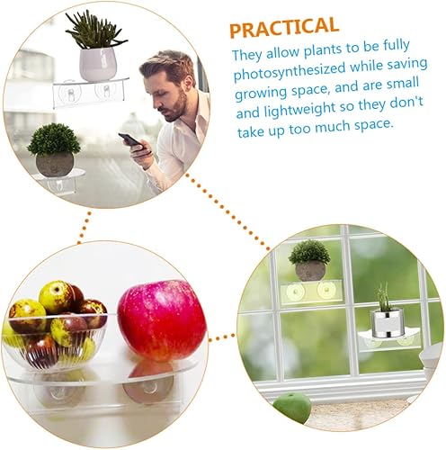 Miniatura 9 de Cabilock Estante de ventana con ventosa, estantes flotantes acrílicos, estantes acrílicos, estantes transparentes, estantes de montaje en pared,