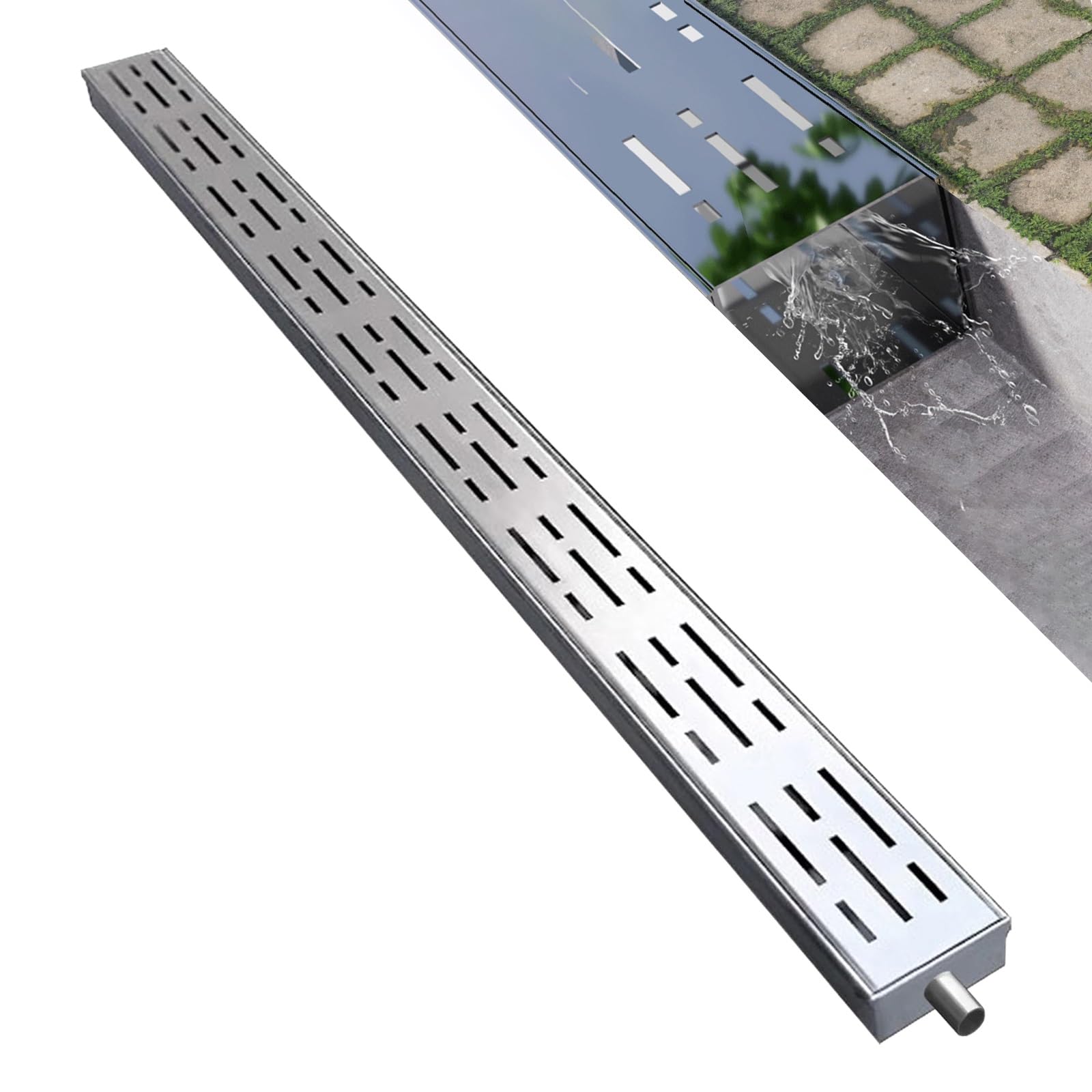Thickened Stainless Steel Drain Grate 10x3cm Removable Gutter for Driveway Water Diverter Narrow Channel Trench Drain for Efficient Water Management