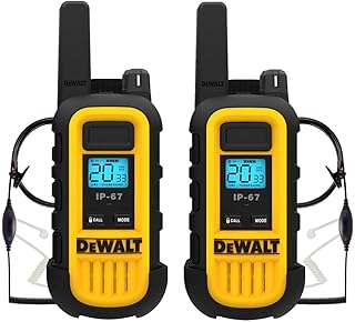 DEWALT DXFRS300 Bundle 1W Walkie Talkies Heavy Duty Business Two-Way Radios, 2 Pack with 2 Headsets (1DXFRS300-SV1)