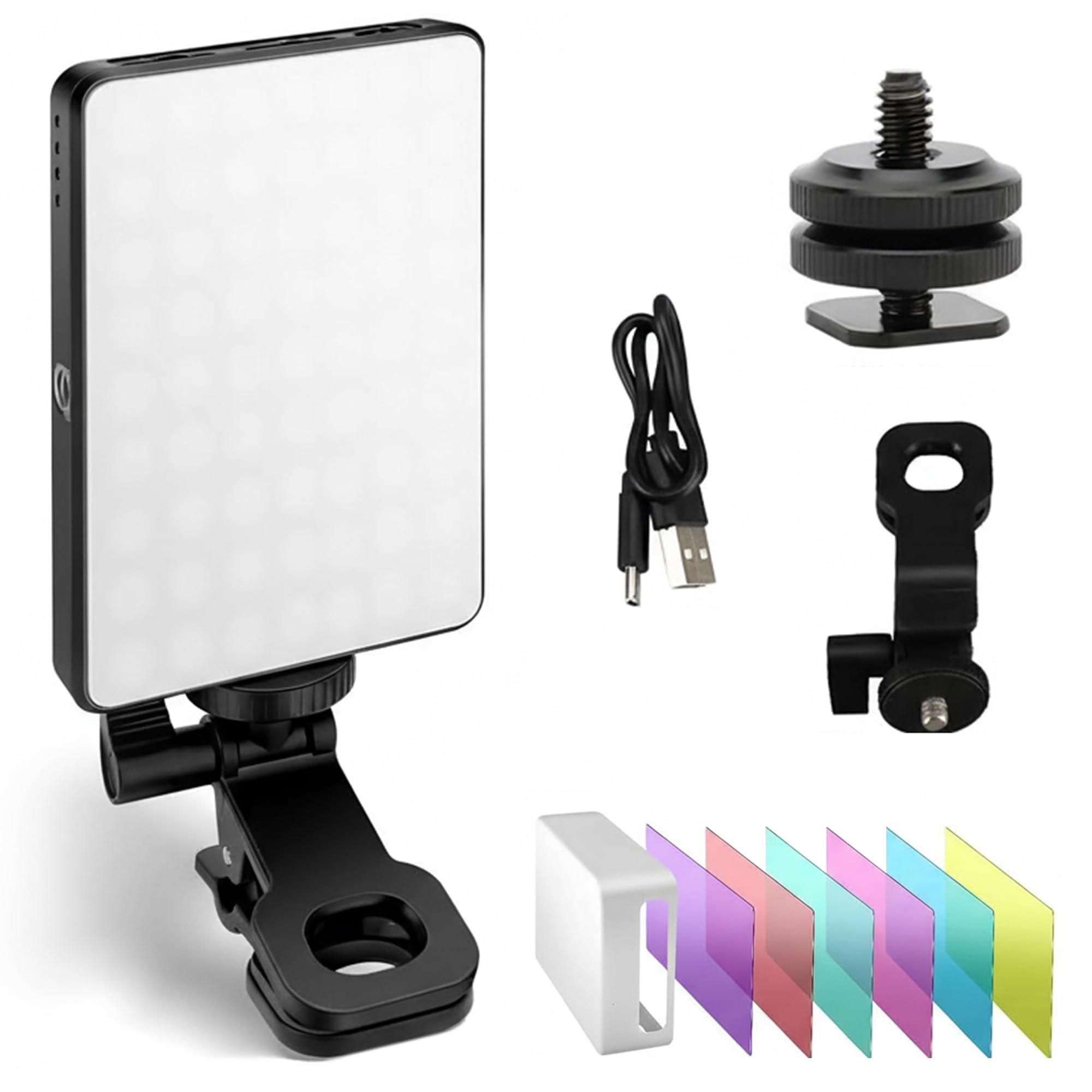 120 LED Selfie Light 3000mAh 6 Color Cards USB Rechargeable for Photo & Video, Portable LED Light with Front Back Clip for Phones Apple iPhone Tablets iPad Laptops Makeup TikTok Stream