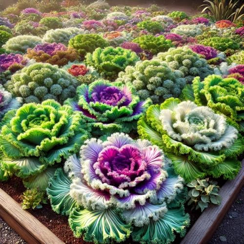 22Day Seeds: Seeds Fringed Flowering Kale Mix/Ornamental Cabbage/Non GMO/Heirloom