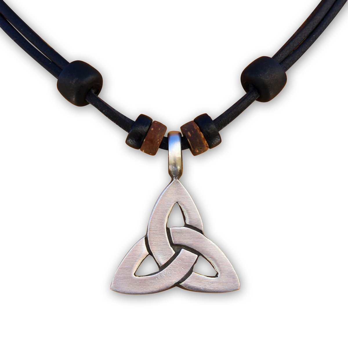 Mens Celtic Knot Necklace With Black Leather Cord Leather Necklace