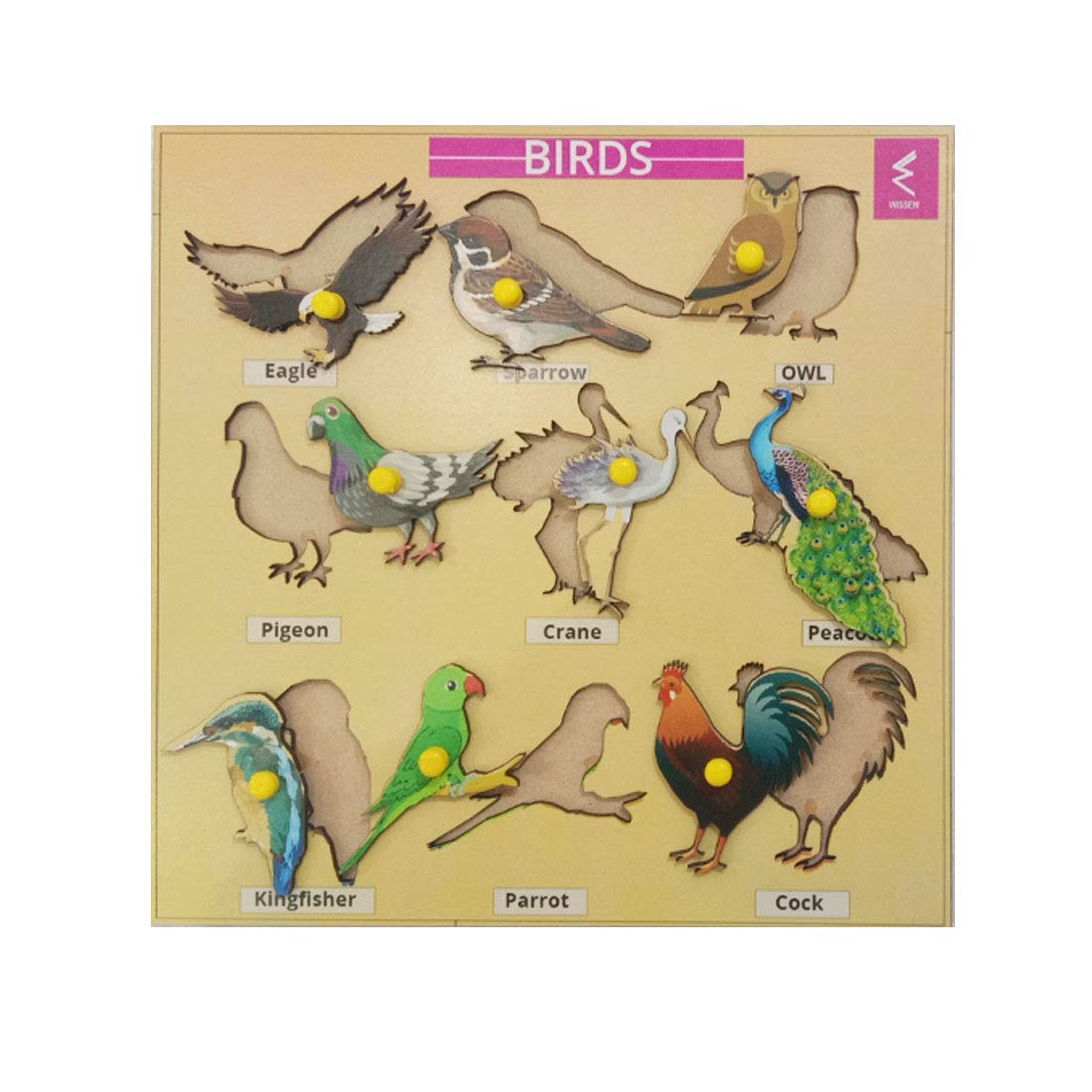 WISSEN Wooden Birds Knob Education Puzzle Tray | Interactive Learning Playful Toy for Kids Age 2-3 Years Above. (B07HVWFXKS) Amazon Price History, Amazon Price Tracker