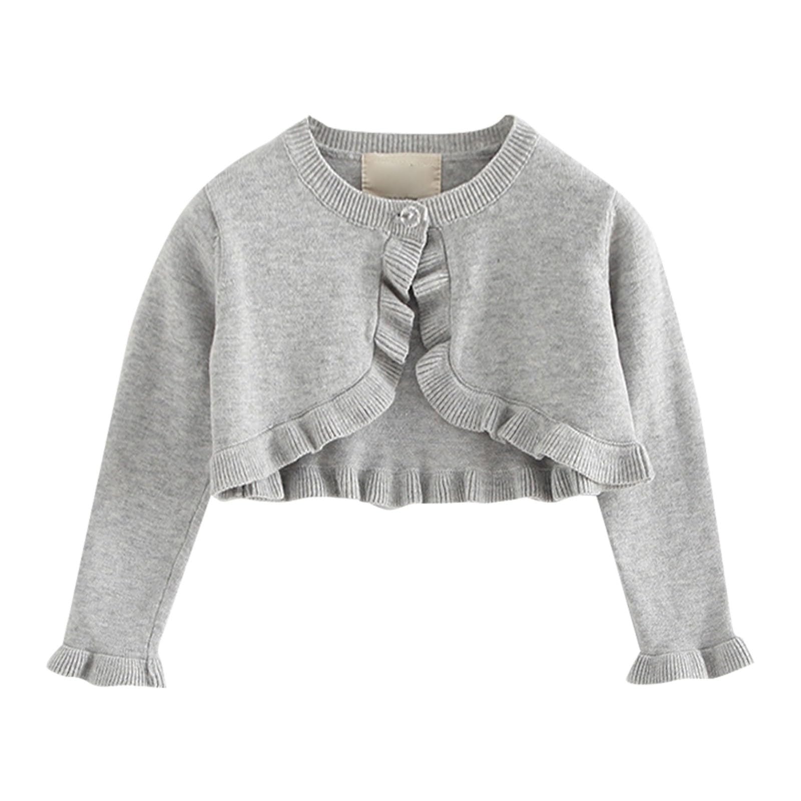 Generisch Bolero Cárdigan de punto para niña, algodón, manga larga, cárdigan elegante, chaqueta de hombro para niñas, festivo, boda, comunión, bautizo, chaqueta monocolor, vestido de novia, tallas 90