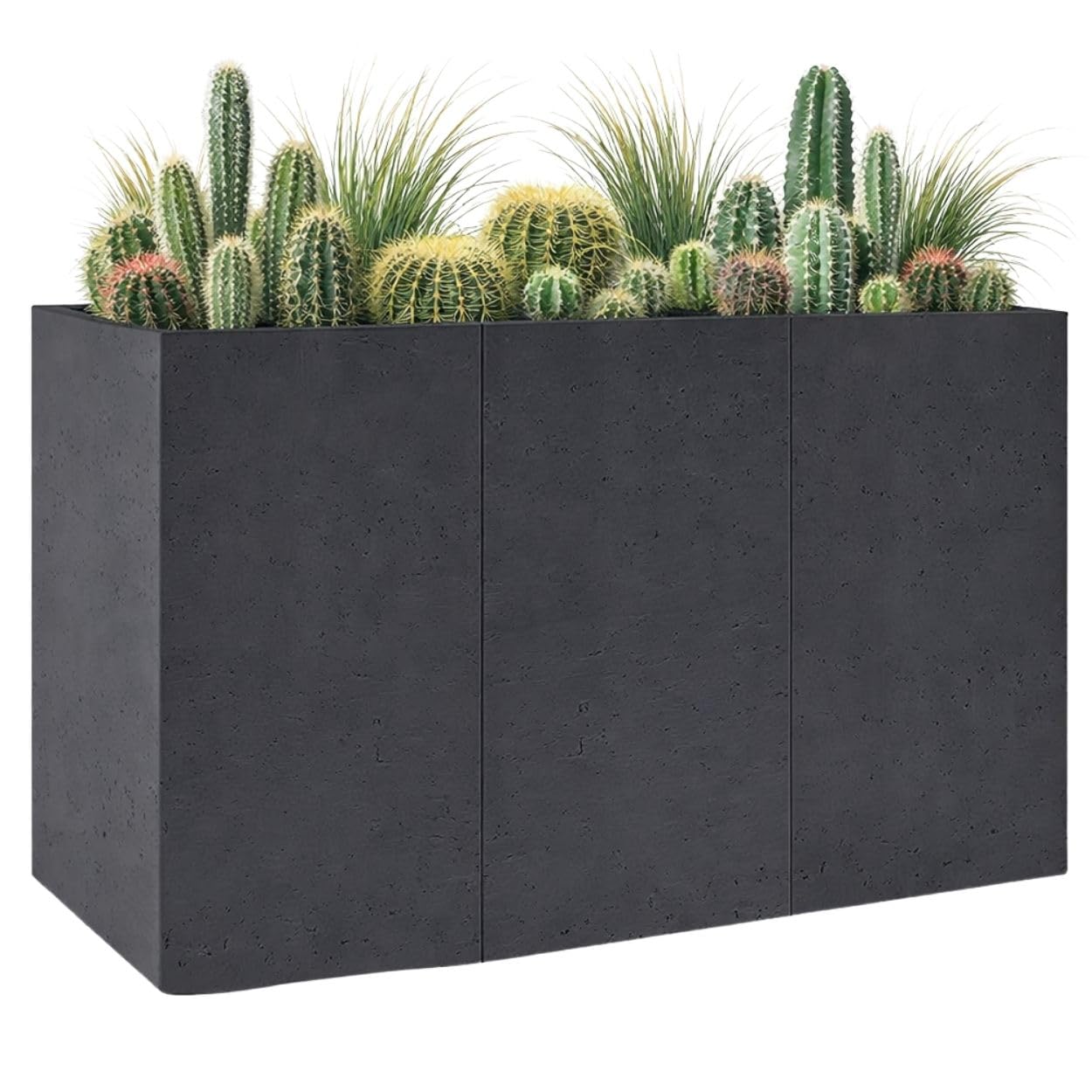 HowHomely Flower Pot Planter Grey 60 x 90 cm Planter on Wheels Concrete Structure Modern for Garden Balcony Patio