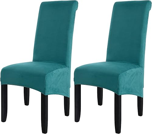 Miniatura 15 de MIFXIN Juego de 6 fundas para sillas de comedor grandes, de terciopelo de gamuza elástica, tamaño XL, fundas de elastano suaves y lavables para Gris