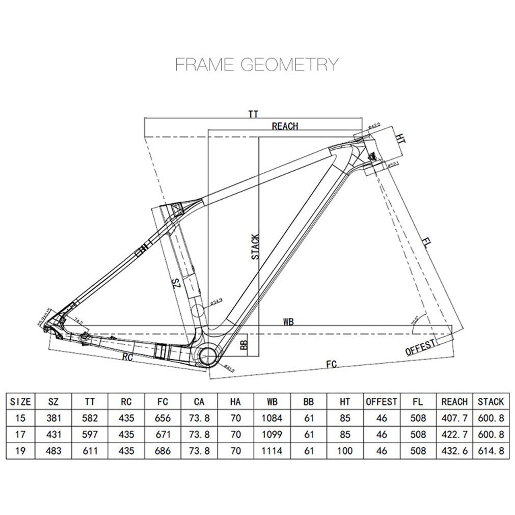 HIMALO Carbon Bike Frame 27.5er 29er Hardtail Mountain Bike Frame 15'' 17'' 19'' XC Disc Brake Frame Thru Axle 12 * 142mm Internal Routing(Yellow,15'')