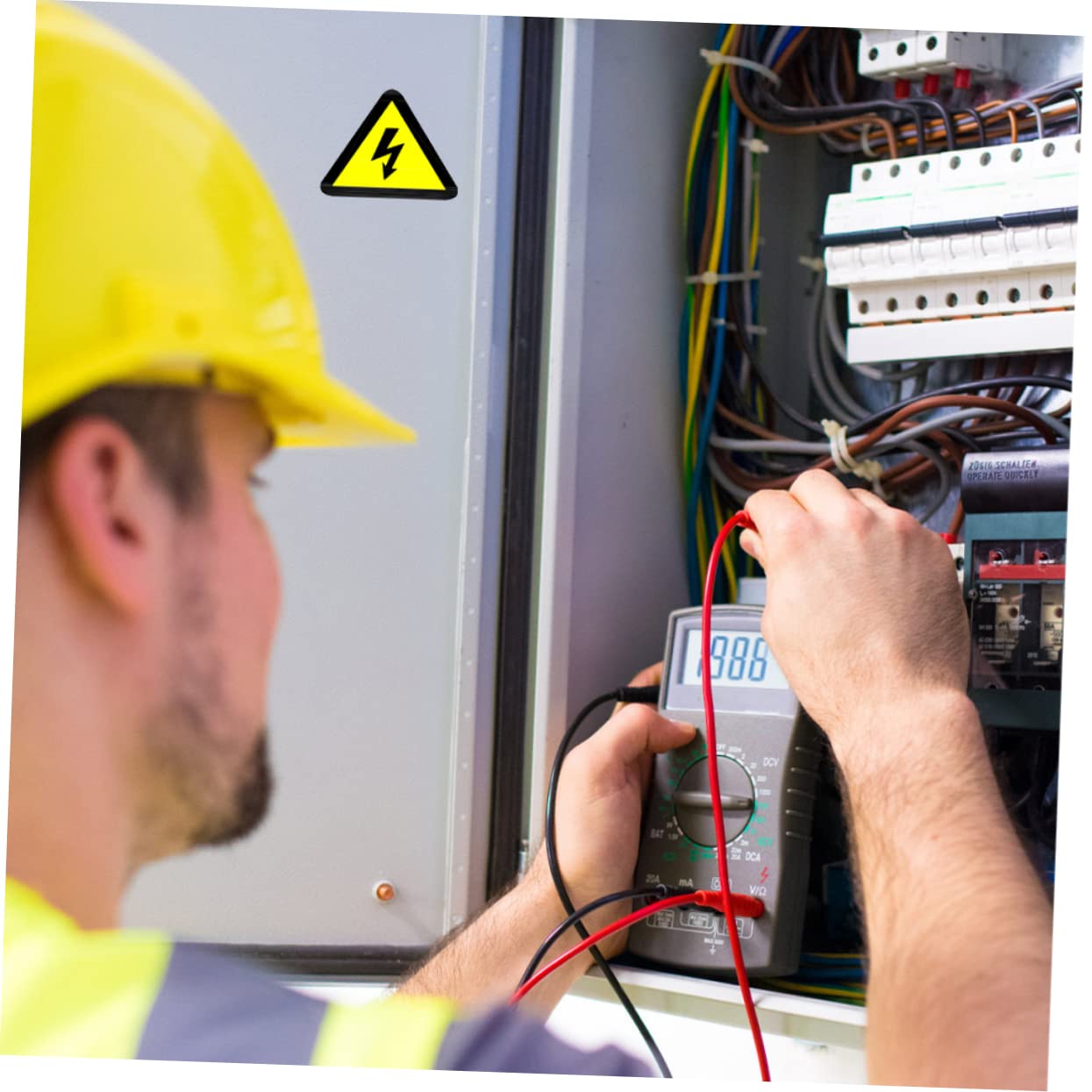 Cabilock Lot de 25 Autocollants de Danger Électrique Jaune pour Panneau Haute Tension, Adhésifs de Sécurité pour Boîte Électrique en Usine ou École