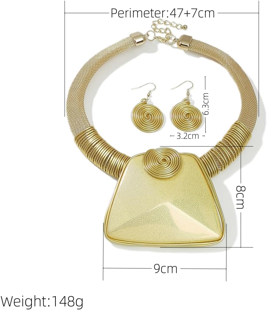 African Statement Necklace Earrings Set For Women Tribal Fashion Costume Jewelry Sets Big Resin Pendant Necklace Collar Choker Handmade Accessories - Image 6