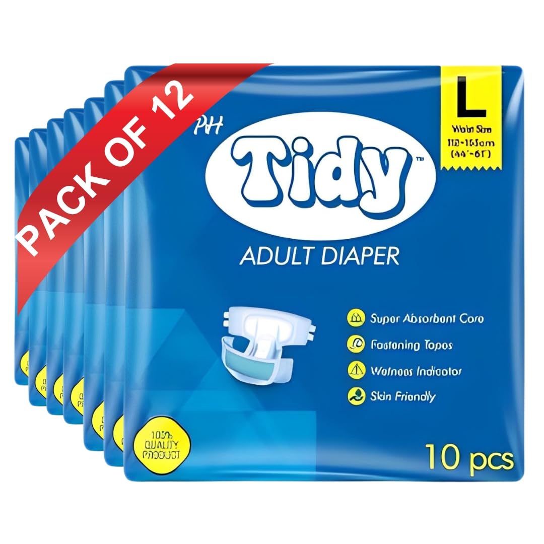 Tidy Adult Diaper Large (112-155 cms), Waist Size (44"-61")- Pack of 12,120 pcs pack (B0895R2LTM) Amazon Price History, Amazon Price Tracker