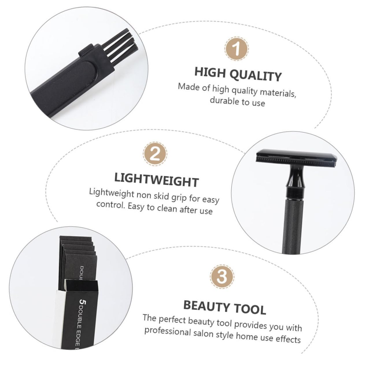 IWOWHERO Manual Shaving Cutter Hair Hair Shaver Beard Shaving Face Beard Shaver Double-edged Metal Material Comfortable Grip