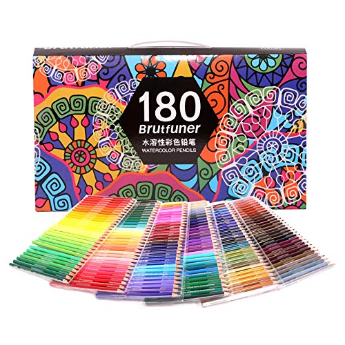 180 professionele aquarel potloden, genummerd, met een borstel, gum en slijper, gekleurde potloden set voor volwassen kleurboeken kunstenaar tekening schetsen