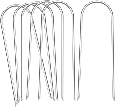 Heavy Duty Trampoline Stakes Anchors High Wind Stakes U- Shaped Sharp Ends Ground Anchor Galvanized Steel 11.8inch Safety Stakes for Soccer, Tents and Garden Decorations