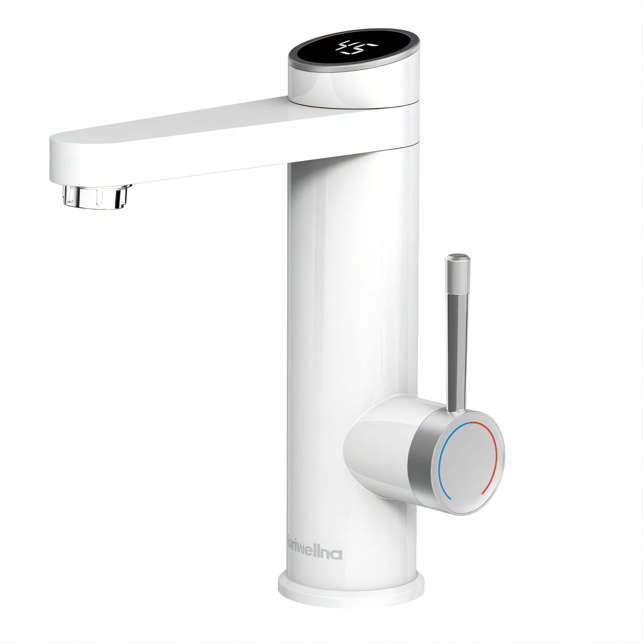 Electric Instant Hot Water Bathroom Faucet, 220V Tankless Heater Taps, 120 Degree Rotatable Cold and Hot Water Tap with Digital Display for Home Indoor (White) [Energy Class A]