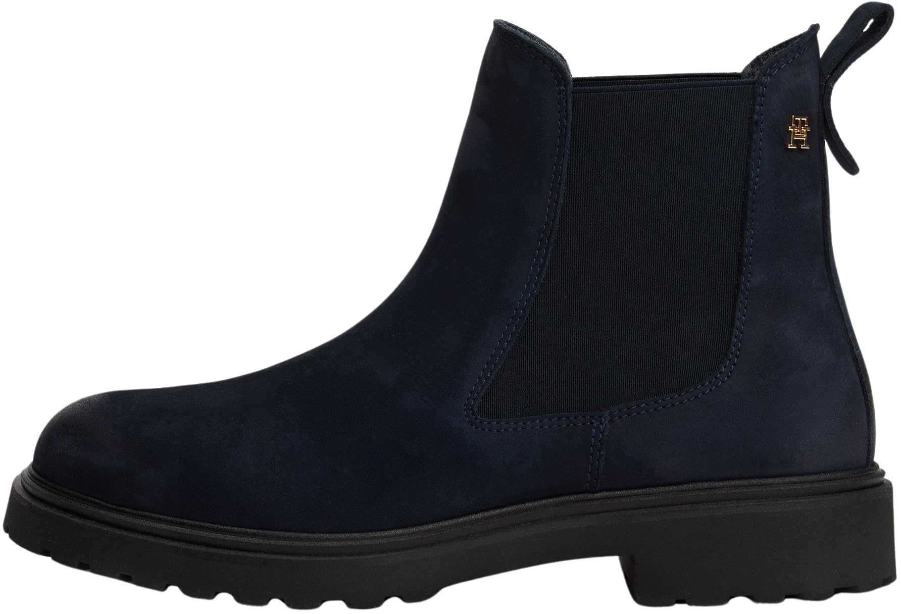Tommy Hilfiger Women's Cleated Nubuck Leather Chelsea Boots, Blue (Space Blue), 3.5
