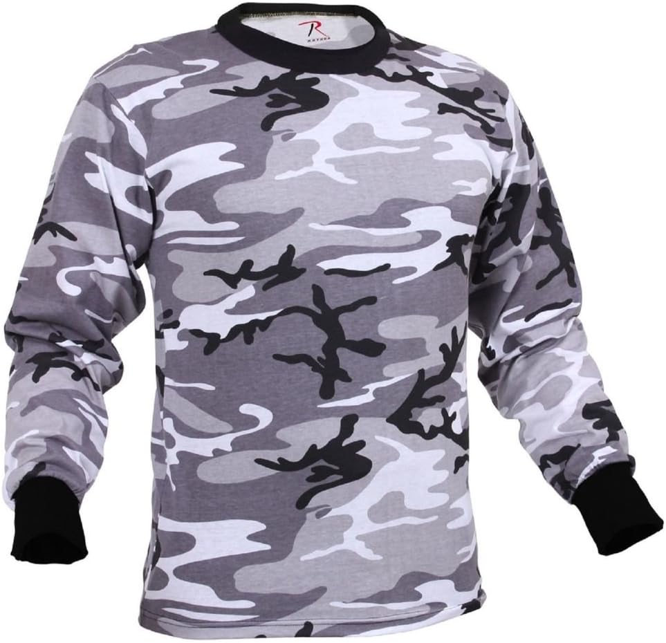 SANDRA Sky Blue Camo or City Camouflage Long Sleeve Cotton T-Shirt 67790 S - 3XL